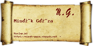 Misák Géza névjegykártya