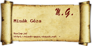 Misák Géza névjegykártya